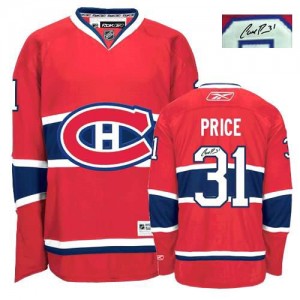 Reebok Montreal Canadiens 31 Men's Carey Price Authentic Red Autographed Home NHL Jersey