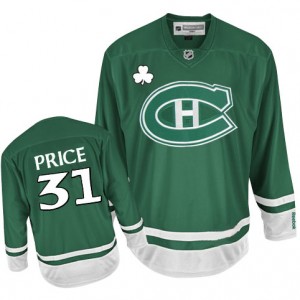 Reebok Montreal Canadiens 31 Youth Carey Price Premier Green St Patty's Day NHL Jersey