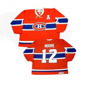 CCM Montreal Canadiens 12 Men's Dickie Moore Authentic Red Throwback NHL Jersey
