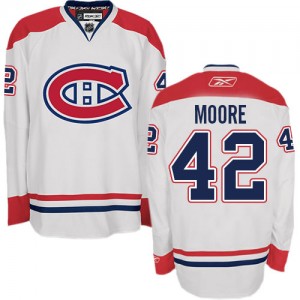 Reebok Montreal Canadiens 42 Men's Dominic Moore Authentic White Away NHL Jersey