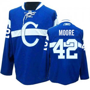 Reebok Montreal Canadiens 42 Men's Dominic Moore Premier Blue Third NHL Jersey