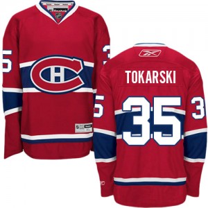 Reebok Montreal Canadiens 35 Men's Dustin Tokarski Authentic Red Home NHL Jersey