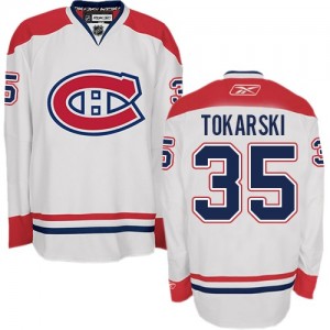 Reebok Montreal Canadiens 35 Men's Dustin Tokarski Authentic White Away NHL Jersey