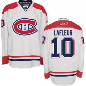 Reebok Montreal Canadiens 10 Men's Guy Lafleur Premier White Away NHL Jersey