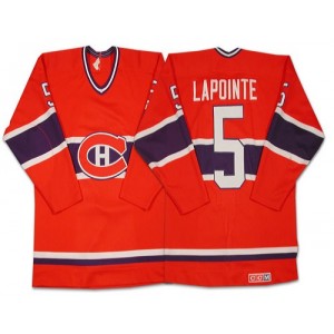 CCM Montreal Canadiens 5 Men's Guy Lapointe Authentic Red Throwback NHL Jersey