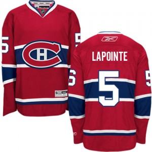 Reebok Montreal Canadiens 5 Men's Guy Lapointe Premier Red Home NHL Jersey