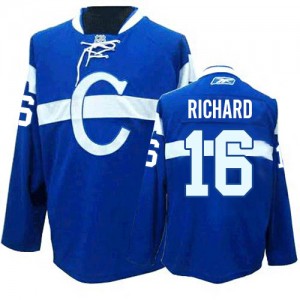 Reebok Montreal Canadiens 16 Men's Henri Richard Premier Blue Third NHL Jersey