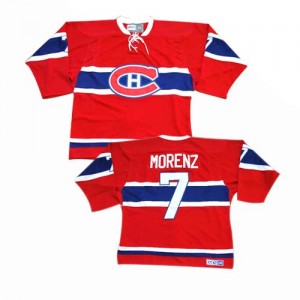 CCM Montreal Canadiens 7 Men's Howie Morenz Authentic Red Throwback NHL Jersey