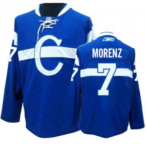Reebok Montreal Canadiens 7 Men's Howie Morenz Premier Blue Third NHL Jersey