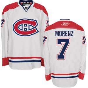 Reebok Montreal Canadiens 7 Men's Howie Morenz Premier White Away NHL Jersey