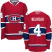 Reebok Montreal Canadiens 4 Men's Jean Beliveau Premier Red Home NHL Jersey