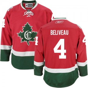 Reebok Montreal Canadiens 4 Men's Jean Beliveau Premier Red New CD Third NHL Jersey
