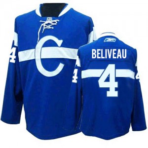 Reebok Montreal Canadiens 4 Men's Jean Beliveau Authentic Blue Third NHL Jersey