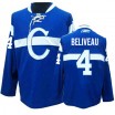 Reebok Montreal Canadiens 4 Men's Jean Beliveau Premier Blue Third NHL Jersey