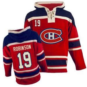Old Time Hockey Montreal Canadiens 19 Men's Larry Robinson Authentic Red Sawyer Hooded Sweatshirt NHL Jersey