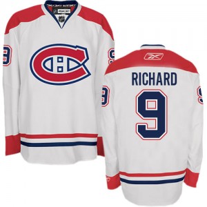 Reebok Montreal Canadiens 9 Men's Maurice Richard Authentic White Away NHL Jersey