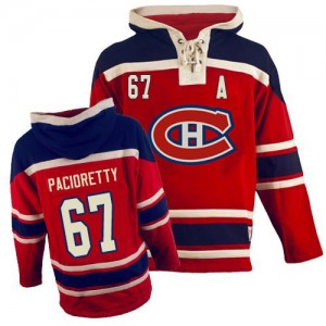 Old Time Hockey Montreal Canadiens 67 Men's Max Pacioretty Authentic Red Sawyer Hooded Sweatshirt NHL Jersey