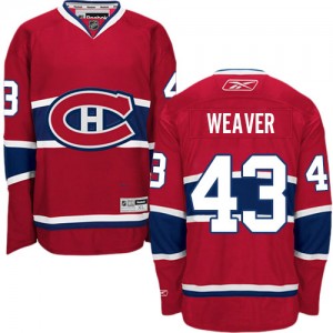 Reebok Montreal Canadiens 43 Men's Mike Weaver Authentic Red Home NHL Jersey