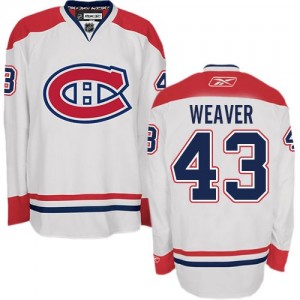 Reebok Montreal Canadiens 43 Men's Mike Weaver Authentic White Away NHL Jersey
