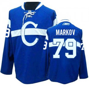 Reebok Montreal Canadiens 79 Men's Andrei Markov Authentic Blue Third NHL Jersey