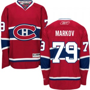 Reebok Montreal Canadiens 79 Men's Andrei Markov Authentic Red Home NHL Jersey