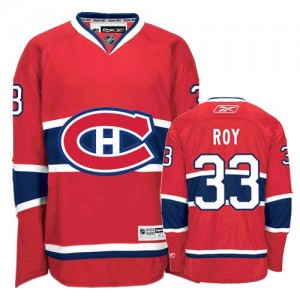 Reebok Montreal Canadiens 33 Men's Patrick Roy Authentic Red Home NHL Jersey