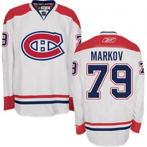 Reebok Montreal Canadiens 79 Men's Andrei Markov Authentic White Away NHL Jersey