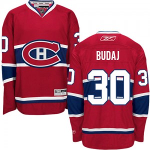 Reebok Montreal Canadiens 30 Men's Peter Budaj Authentic Red Home NHL Jersey