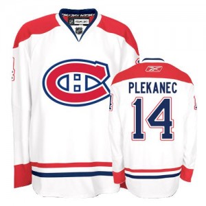 Reebok Montreal Canadiens 14 Men's Tomas Plekanec Authentic White Away NHL Jersey
