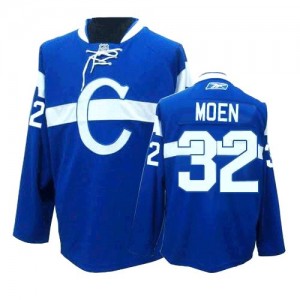 Reebok Montreal Canadiens 32 Men's Travis Moen Authentic Blue Third NHL Jersey
