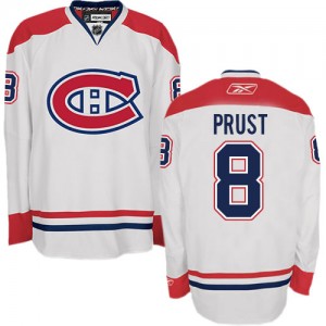 Reebok Montreal Canadiens 8 Men's Brandon Prust Authentic White Away NHL Jersey