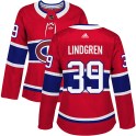 Adidas Montreal Canadiens Women's Charlie Lindgren Authentic Red Home NHL Jersey