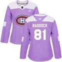 Adidas Montreal Canadiens Women's Brandon Baddock Authentic Purple Fights Cancer Practice NHL Jersey