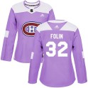 Adidas Montreal Canadiens Women's Christian Folin Authentic Purple Fights Cancer Practice NHL Jersey