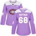 Adidas Montreal Canadiens Women's Mike Hoffman Authentic Purple Fights Cancer Practice NHL Jersey