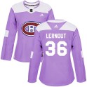 Adidas Montreal Canadiens Women's Brett Lernout Authentic Purple Fights Cancer Practice NHL Jersey