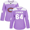 Adidas Montreal Canadiens Women's Otto Leskinen Authentic Purple Fights Cancer Practice NHL Jersey