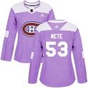 Adidas Montreal Canadiens Women's Victor Mete Authentic Purple Fights Cancer Practice NHL Jersey