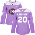 Adidas Montreal Canadiens Women's Juraj Slafkovsky Authentic Purple Fights Cancer Practice NHL Jersey