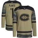 Adidas Montreal Canadiens Youth Jacques Plante Authentic Camo Military Appreciation Practice NHL Jersey