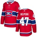 Adidas Montreal Canadiens Men's Louie Belpedio Authentic Red Home NHL Jersey