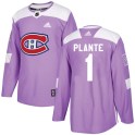 Adidas Montreal Canadiens Men's Jacques Plante Authentic Purple Fights Cancer Practice NHL Jersey
