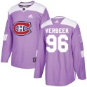 Adidas Montreal Canadiens Men's Hayden Verbeek Authentic Purple Fights Cancer Practice NHL Jersey