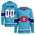 Adidas Montreal Canadiens Youth Custom Authentic Light Blue Custom Reverse Retro 2.0 NHL Jersey