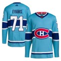 Adidas Montreal Canadiens Youth Jake Evans Authentic Light Blue Reverse Retro 2.0 NHL Jersey