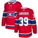 Adidas Montreal Canadiens Youth Charlie Lindgren Authentic Red Home NHL Jersey