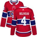 Adidas Montreal Canadiens Women's Jean Beliveau Authentic Red Home NHL Jersey
