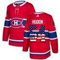 Adidas Montreal Canadiens Men's Charles Hudon Authentic Red USA Flag Fashion NHL Jersey