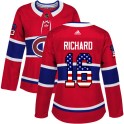 Adidas Montreal Canadiens Women's Henri Richard Authentic Red USA Flag Fashion NHL Jersey
