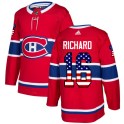 Adidas Montreal Canadiens Youth Henri Richard Authentic Red USA Flag Fashion NHL Jersey